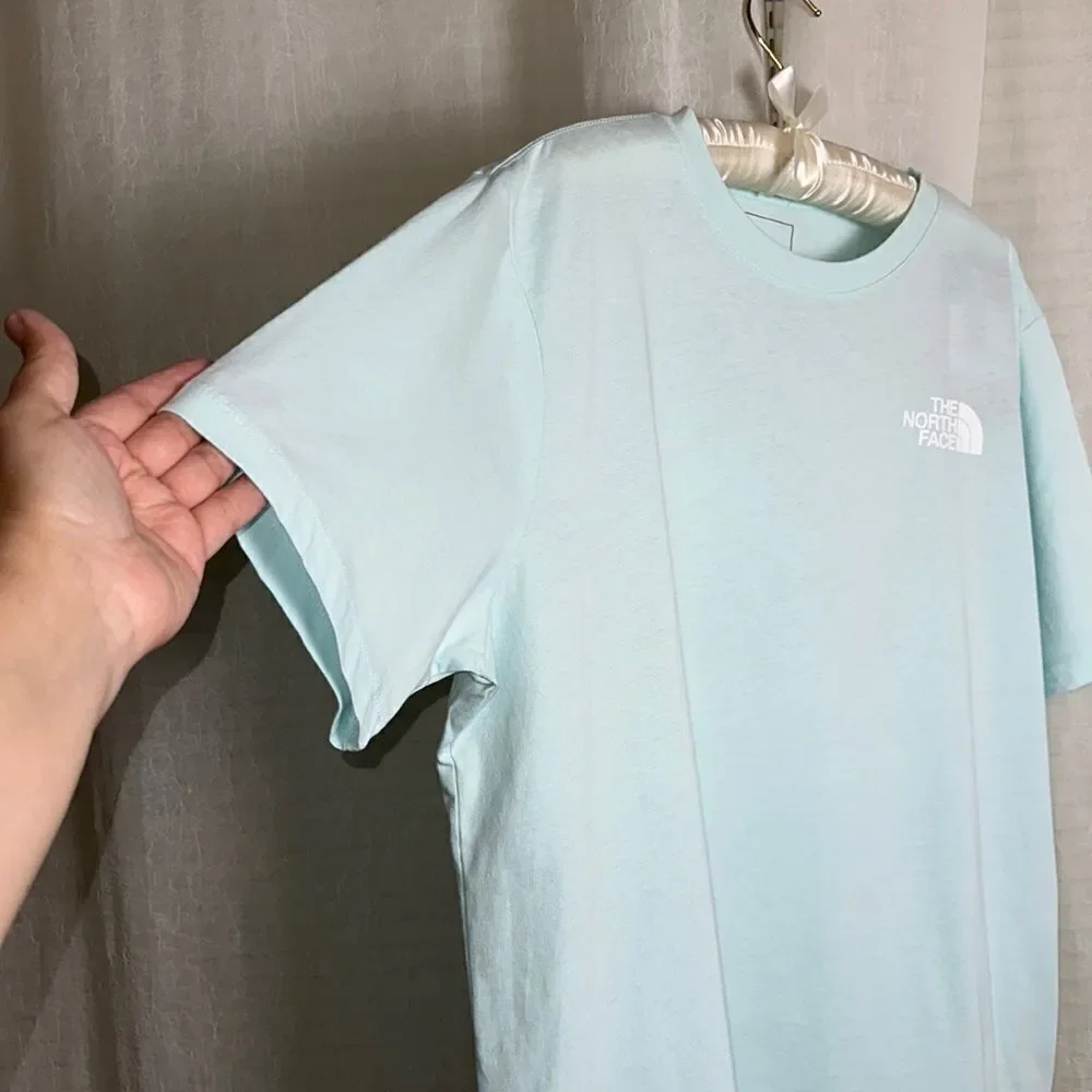 The North Face XL Sky Blue White Cotton Crewneck Short Sleeve Tee - Picture 5 of 11